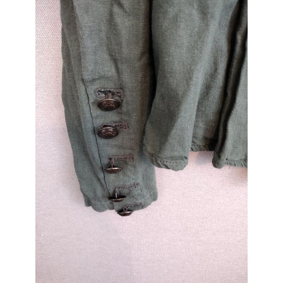 Free People Jacket Womens XS Linen Blend Olive Military Blazer Double Breasted - Picture 6 of 9